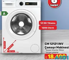 SEG CM 12121 INV ÇAMAŞIR MAKİNESİ 1200 DEVİR 12 KG fiyat ve kampanya bilgisi